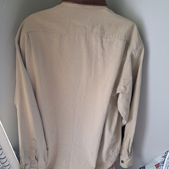 VTG A&F Abercrombie FITCH THE big shirt Cotton Tan BARN Cowboy Western Y2K XL - Picture 2 of 5